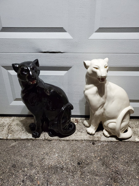 VINTAGE CERAMIC PORCELAIN WHITE🤍 PANTHER SCULPTURE/ STATUE ~ MISC