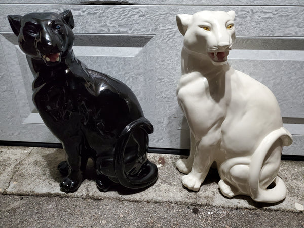 VINTAGE CERAMIC PORCELAIN WHITE🤍 PANTHER SCULPTURE/ STATUE ~ MISC