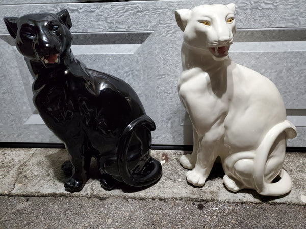 VINTAGE CERAMIC PORCELAIN WHITE🤍 PANTHER SCULPTURE/ STATUE ~ MISC