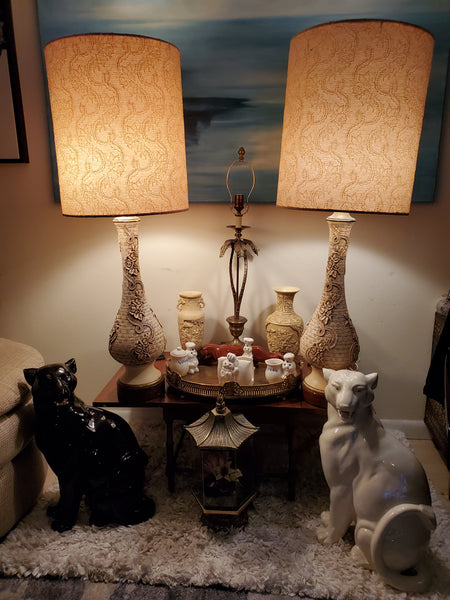 VINTAGE CERAMIC PORCELAIN WHITE🤍 PANTHER SCULPTURE/ STATUE ~ MISC