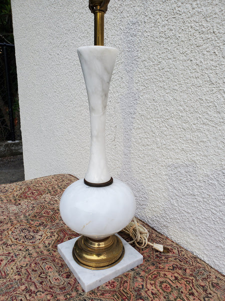 ANTIQUE/ VINTAGE ITALIAN MILK GLASS/ MARBLE/ BRASS LAMP