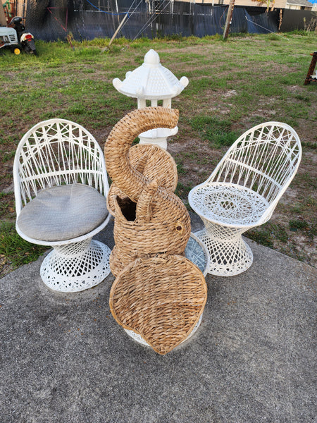 VINTAGE 🏯PAGODA🏯 SOLID CONCRETE HARDWIRED 3 PIECE LANTERN🕯 ~ MISC