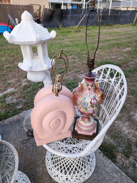 VINTAGE 🏯PAGODA🏯 SOLID CONCRETE HARDWIRED 3 PIECE LANTERN🕯 ~ MISC