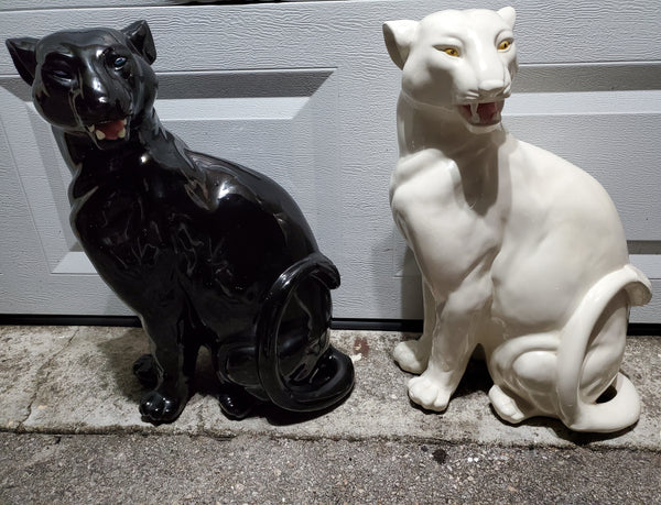 VINTAGE CERAMIC PORCELAIN WHITE🤍 PANTHER SCULPTURE/ STATUE ~ MISC