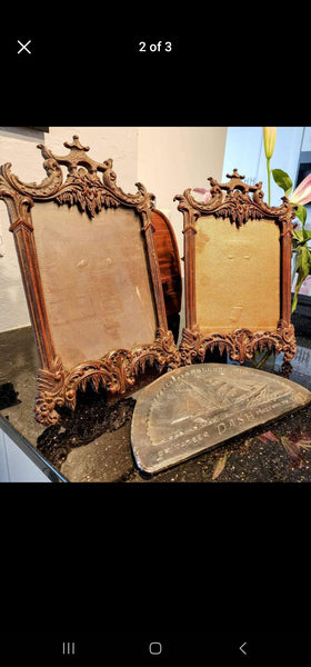 VINTAGE SYROCO WOOD PAGODA MIRROR/ PICTURE FRAMES ~ ART (2 AVAILABLE) ~ MISC