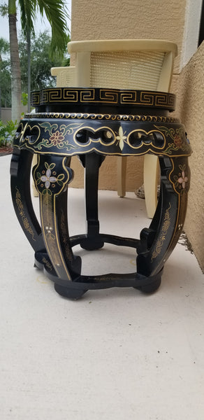 VINTAGE CHINOISERIE GARDEN STOOL/ DRUM SEAT/ PLANT STAND/ OTTOMAN/ ACCENT/ END TABLE - MISC