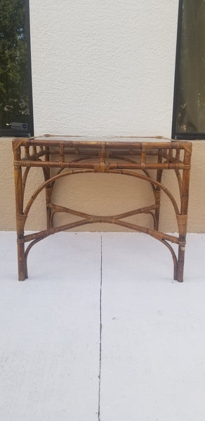 ANTIQUE BAMBOO/ RATTAN/ CANE CHIPPENDALE DINING TABLE/ GAME TABLE