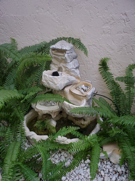 VINTAGE 🏯PAGODA🏯 SOLID CONCRETE HARDWIRED 3 PIECE LANTERN🕯 ~ MISC