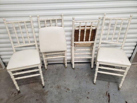 VINTAGE STAKMORE/ STACKMATE FAUX BAMBOO FOLDING DINING CHAIRS ON CASTORS (4) ~ MISC