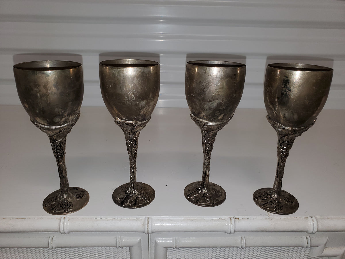 Set of Antique Godinger silver wine goblets