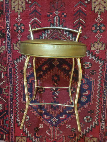VINTAGE GEORGE KOCH & SONS METAL FAUX BAMBOO VANITY STOOL