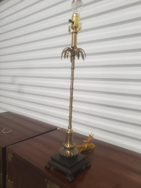 VINTAGE BRASS BAMBOO 🎋🌴 PALM CANDLESTICK LAMP W/SHADE