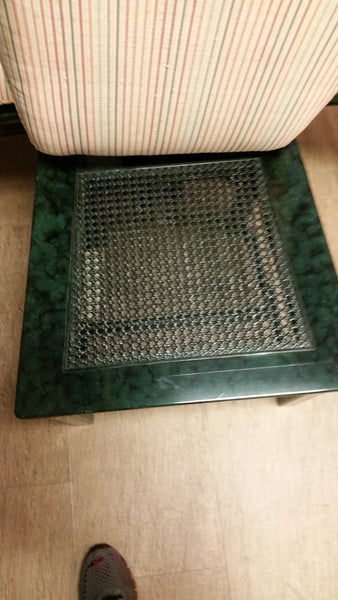 VINTAGE HENREDON FAUX MALACHITE CHINOISERIE MING WATERFALL DINING SET WITH SIX CANE DINING CHAIRS