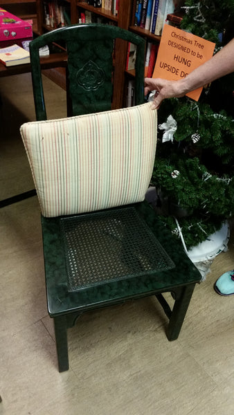 VINTAGE HENREDON FAUX MALACHITE CHINOISERIE MING WATERFALL DINING SET WITH SIX CANE DINING CHAIRS