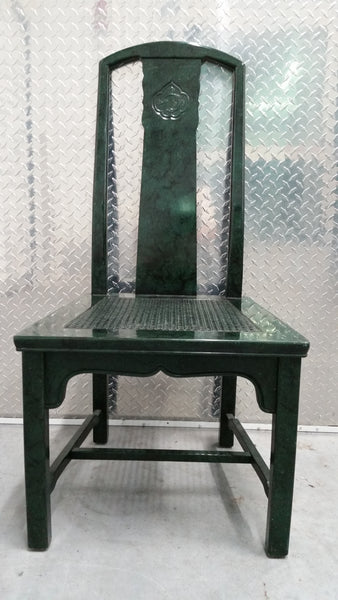 VINTAGE HENREDON FAUX MALACHITE CHINOISERIE MING WATERFALL DINING SET WITH SIX CANE DINING CHAIRS