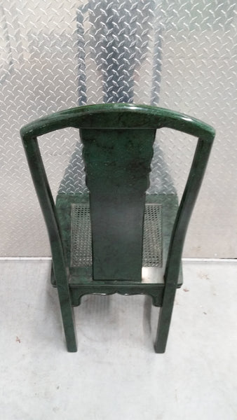 VINTAGE HENREDON FAUX MALACHITE CHINOISERIE MING WATERFALL DINING SET WITH SIX CANE DINING CHAIRS