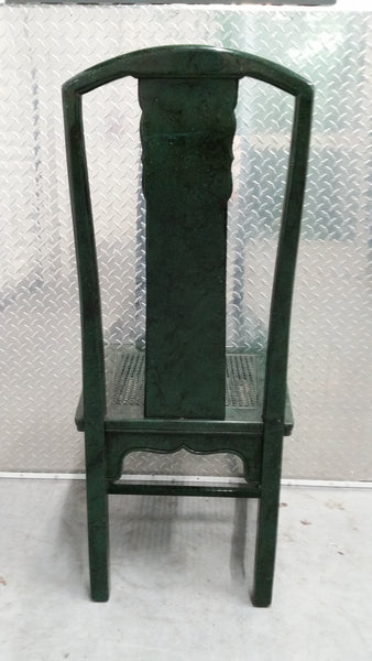 VINTAGE HENREDON FAUX MALACHITE CHINOISERIE MING WATERFALL DINING SET WITH SIX CANE DINING CHAIRS