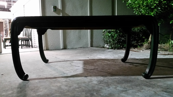 VINTAGE HENREDON FAUX MALACHITE CHINOISERIE MING WATERFALL DINING SET WITH SIX CANE DINING CHAIRS