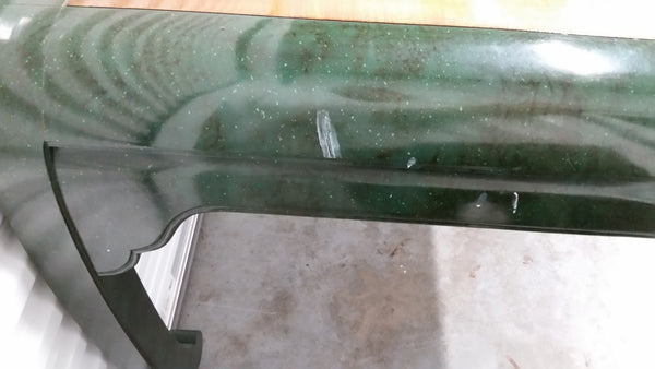 VINTAGE HENREDON FAUX MALACHITE CHINOISERIE MING WATERFALL DINING SET WITH SIX CANE DINING CHAIRS