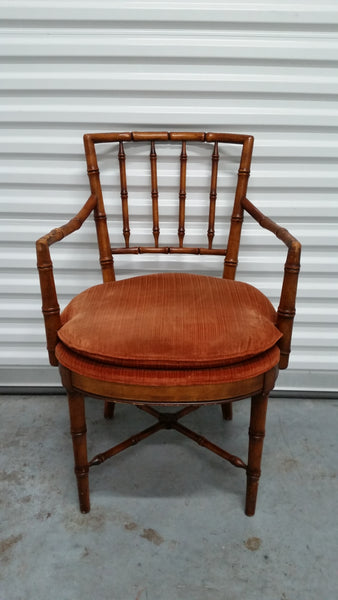 VINTAGE DREXEL HERITAGE FAUX BAMBOO DESK/ ACCENT CHAIR