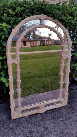 VINTAGE GAMPEL-STOLL PALM FROND FOLIATE WOOD MIRROR