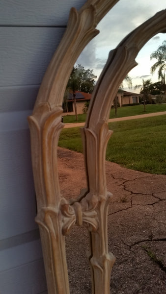 VINTAGE GAMPEL-STOLL PALM FROND FOLIATE WOOD MIRROR