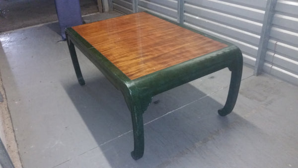 VINTAGE HENREDON FAUX MALACHITE CHINOISERIE MING WATERFALL DINING SET WITH SIX CANE DINING CHAIRS