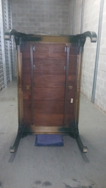 VINTAGE HENREDON FAUX MALACHITE CHINOISERIE MING WATERFALL DINING SET WITH SIX CANE DINING CHAIRS