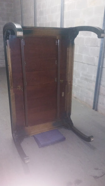 VINTAGE HENREDON FAUX MALACHITE CHINOISERIE MING WATERFALL DINING SET WITH SIX CANE DINING CHAIRS