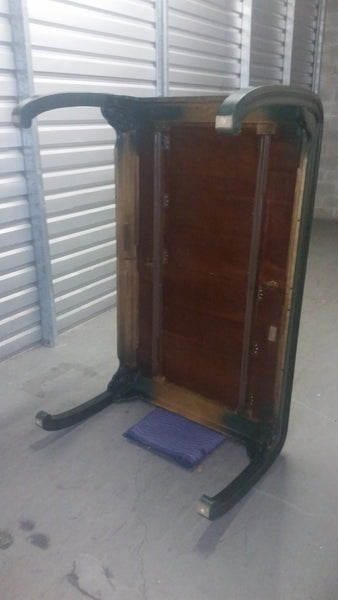 VINTAGE HENREDON FAUX MALACHITE CHINOISERIE MING WATERFALL DINING SET WITH SIX CANE DINING CHAIRS