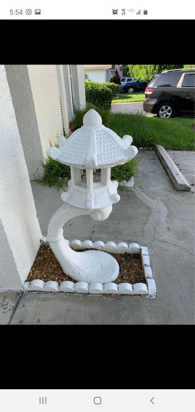 VINTAGE 🏯PAGODA🏯 SOLID CONCRETE HARDWIRED 3 PIECE LANTERN🕯 ~ MISC