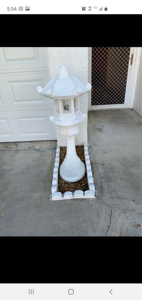 VINTAGE 🏯PAGODA🏯 SOLID CONCRETE HARDWIRED 3 PIECE LANTERN🕯 ~ MISC