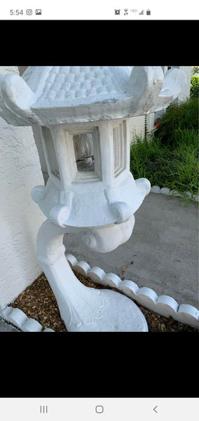 VINTAGE 🏯PAGODA🏯 SOLID CONCRETE HARDWIRED 3 PIECE LANTERN🕯 ~ MISC