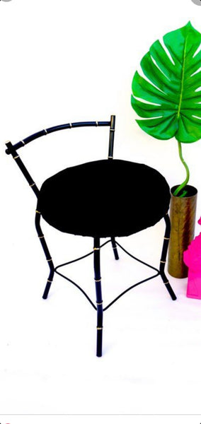 VINTAGE GEORGE KOCH & SONS METAL FAUX BAMBOO VANITY STOOL