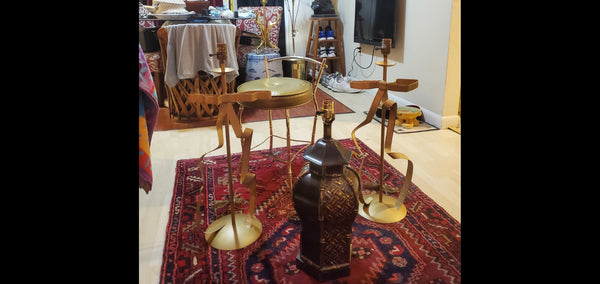 VINTAGE GEORGE KOCH & SONS METAL FAUX BAMBOO VANITY STOOL