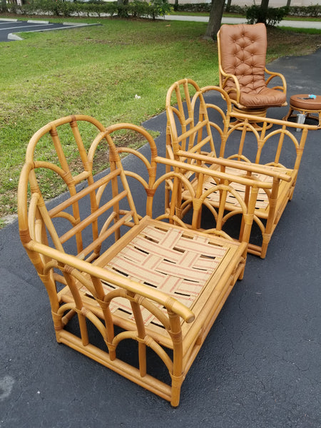 VINTAGE CLARK CASUAL DISTINCTIVE RATTAN FURNITURE LOUNGE/ ACCENT/ O/S CHAIRS (2)