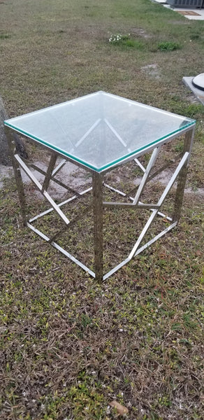 CHROME CHIPPENDALE END TABLE