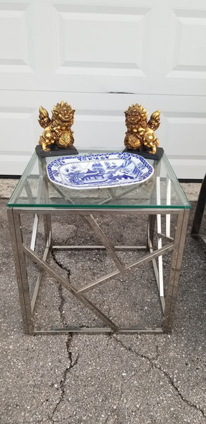 ANTIQUE/ VINTAGE BLUE💙 & WHITE🤍 CHINOISERIE⛩️ STONEWARE PAGODA🏯 PLATE/ PLATTER/ WALL DECOR W/ REIGN MARK W/ HANGER ~ MISC