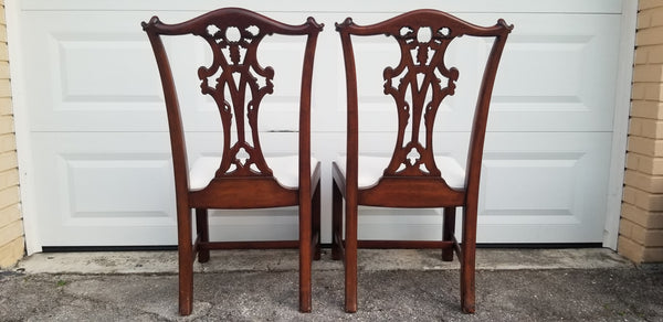 VINTAGE HENREDON MAHOGANY CHIPPENDALE DESK/ DINING/ ACCENT CHAIR W/ LEATHER CUSHIONS (2 AVAILABLE)