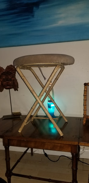 VINTAGE COLUMBIA FRAME INC METAL FAUX BAMBOO STOOL/ VANITY STOOL ~ MISC