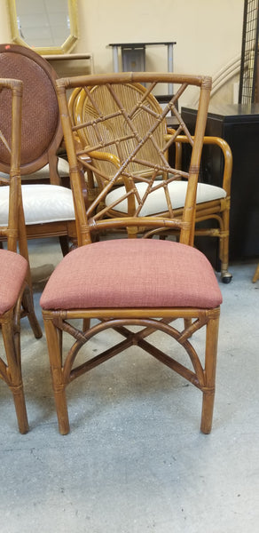 VINTAGE ACACIA BAMBOO 🎋 RATTAN CHIPPENDALE CRACKED ICE ACCENT/ DESK/ DINING CHAIR (2 AVAILABLE)