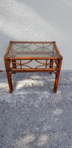 VINTAGE TORTOISE SHELL🐢/ TIGER🐅/ BURNT🔥 RATTAN ACCENT/ END TABLE