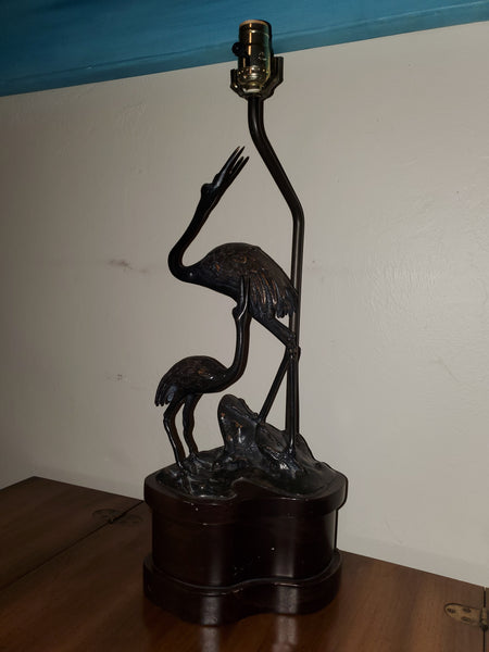 VINTAGE FREDERICK COOPER BIRDIES/ EGRETS/ CRANES BRONZE LAMP WITH SHADE