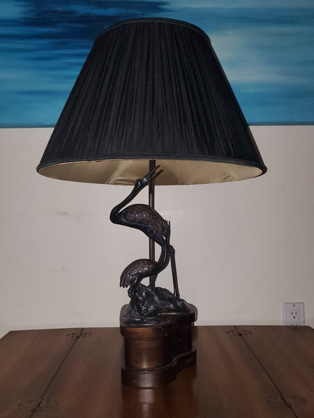 VINTAGE FREDERICK COOPER BIRDIES/ EGRETS/ CRANES BRONZE LAMP WITH SHADE