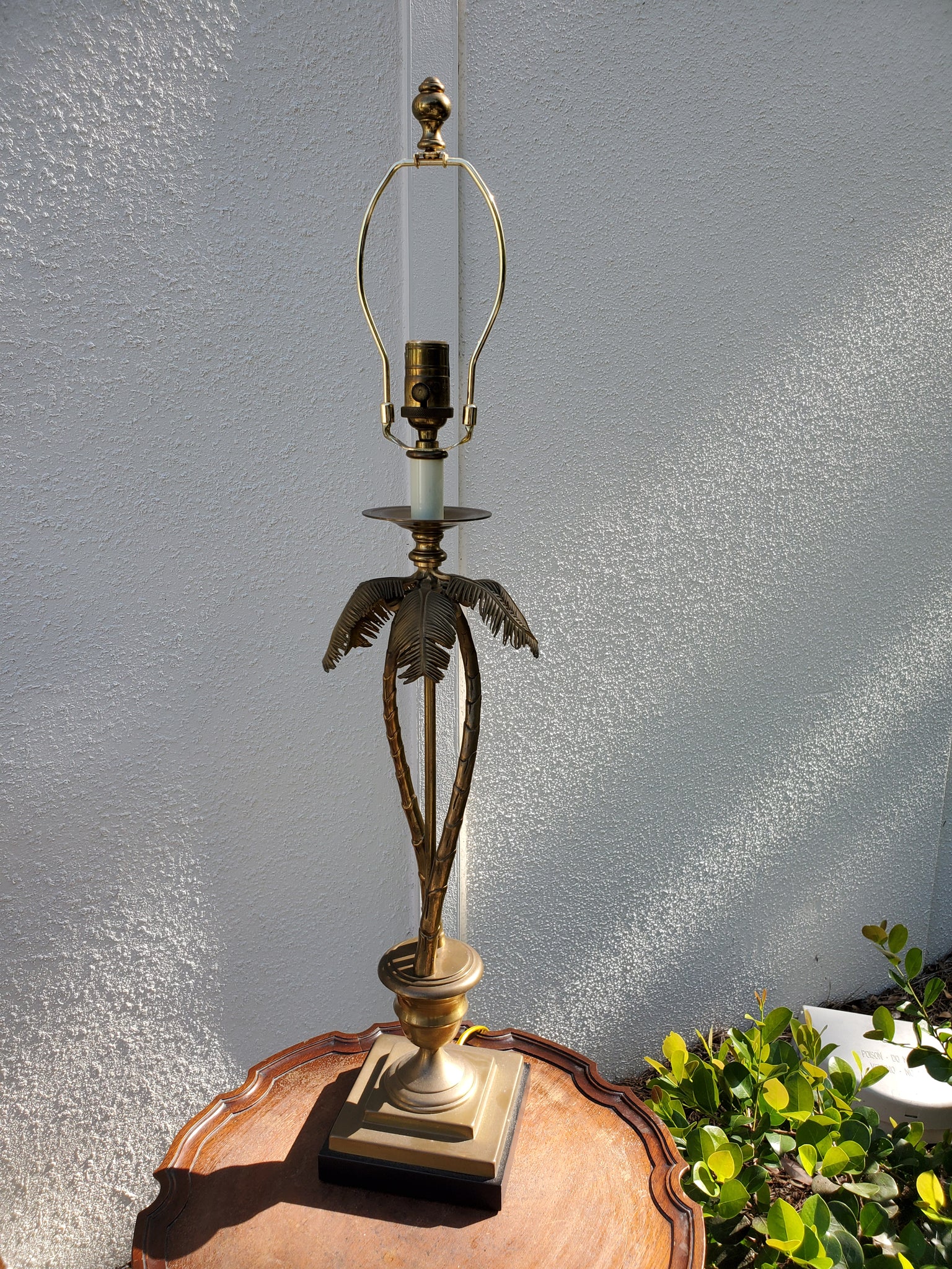 VINTAGE BOMBAY BRASS FAUX BAMBOO PALM TREE LAMP