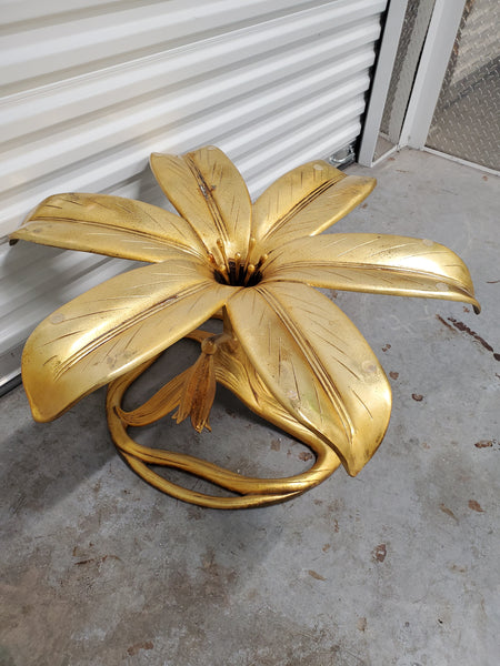 VINTAGE DREXEL "The Gilded Lily🌺" 1969 GOLD GILT CAST ALUMINUM COFFEE TABLE ~  (ARTHUR COURT)