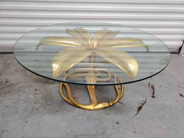 VINTAGE DREXEL "The Gilded Lily🌺" 1969 GOLD GILT CAST ALUMINUM COFFEE TABLE