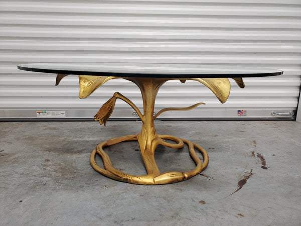 VINTAGE DREXEL "The Gilded Lily🌺" 1969 GOLD GILT CAST ALUMINUM COFFEE TABLE ~  (ARTHUR COURT)