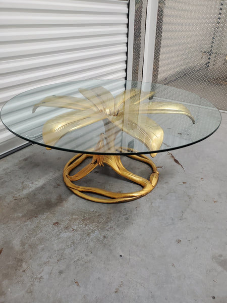VINTAGE DREXEL "The Gilded Lily🌺" 1969 GOLD GILT CAST ALUMINUM COFFEE TABLE
