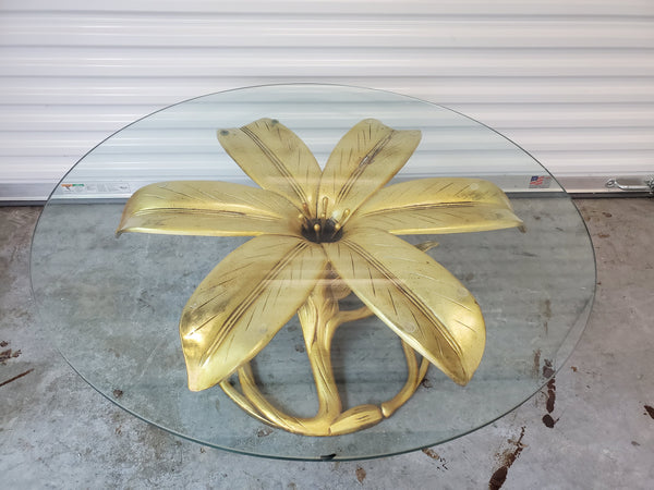 VINTAGE DREXEL "The Gilded Lily🌺" 1969 GOLD GILT CAST ALUMINUM COFFEE TABLE ~  (ARTHUR COURT)